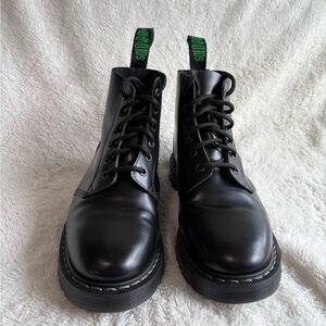 Solovair Hi-Shine Black Leather Men's Astronaut Boots